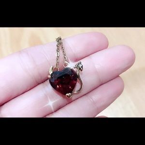 Heart Necklace Heart Red Devil Angel Mom Mother Da